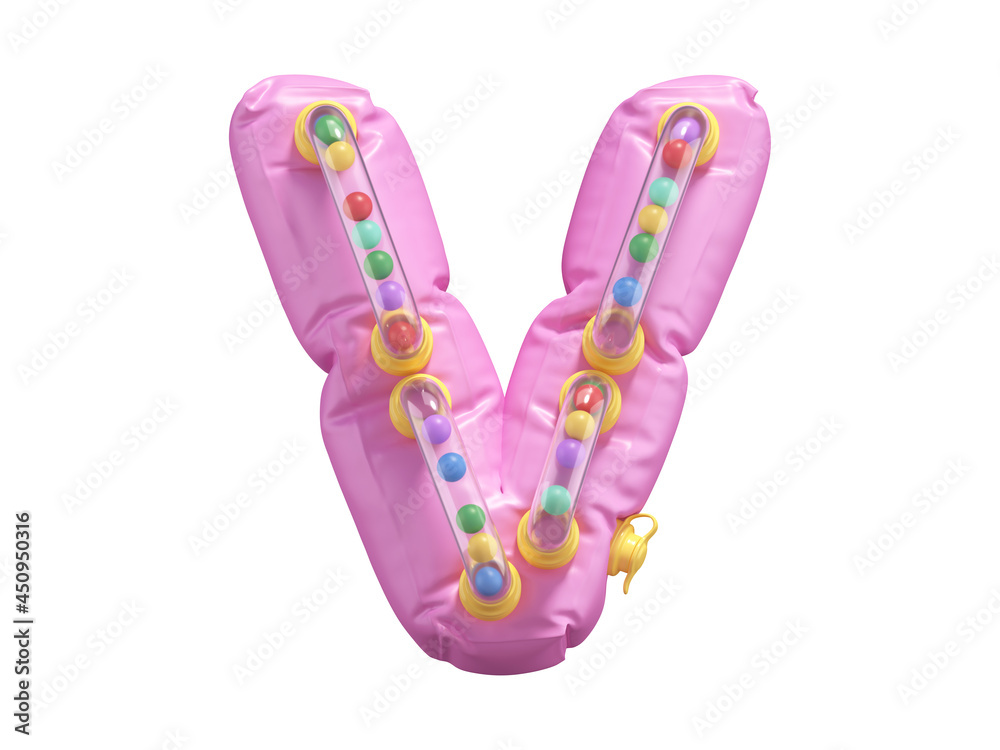 Pink lifebuoy toy font. Letter V. Pink lifebuoy toy font. Letter V.