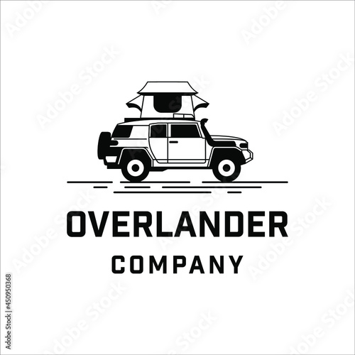 Overlanding expedition vehicles logo with minimalistic line design