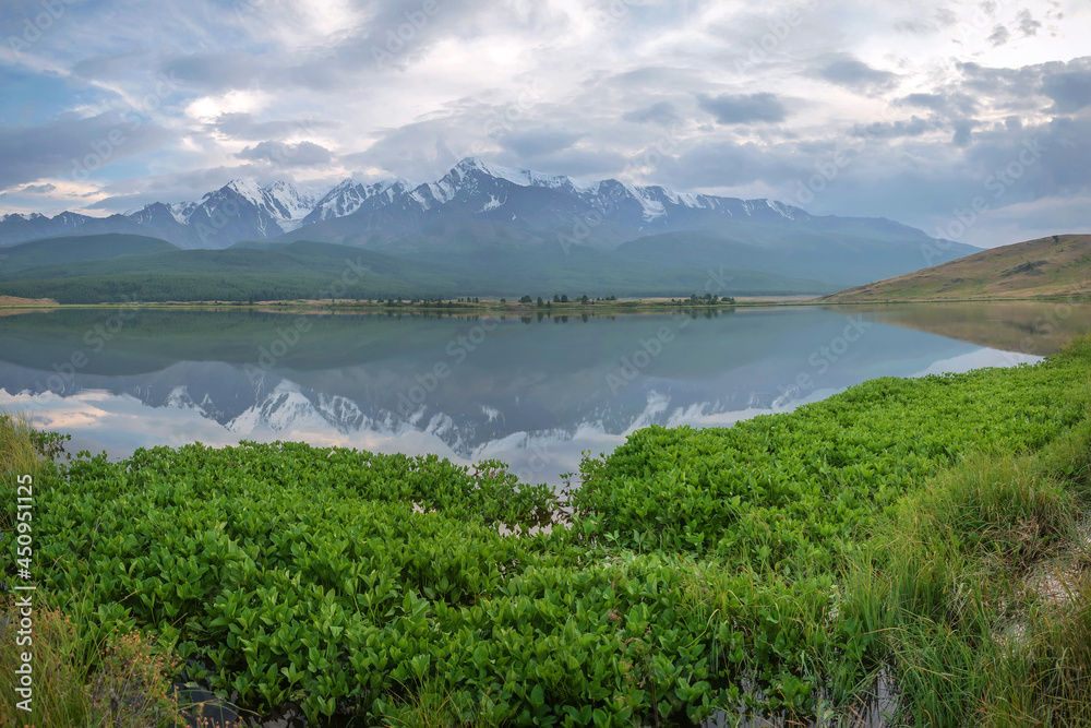mountains lake reflection clouds sky summer mountains lake reflection clouds sky summer