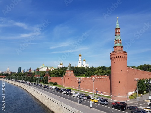 Stone walls and towers of the Moscow Kremlin