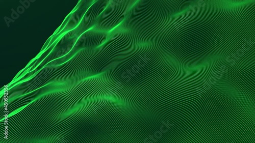 Abstract background with moving particles. Digital particle-wave. Technology background. Seamless loop animation 4k.