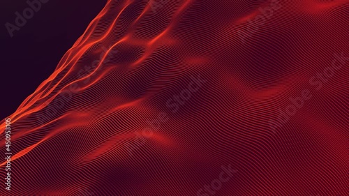 Abstract background with moving particles. Digital particle wave. Technology background. Seamless looping animation 4k.