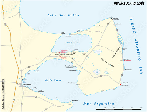 vector map of Peninsula Valdes, Chubut, Argentina photo