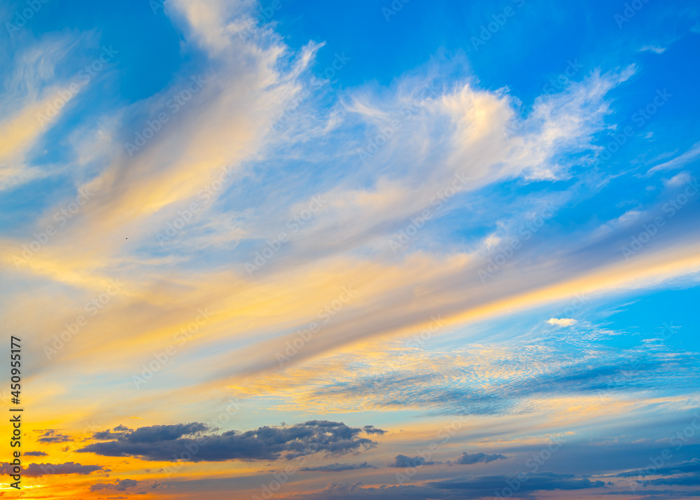 high resolution sky: Vivid sunset sky in pastel colors