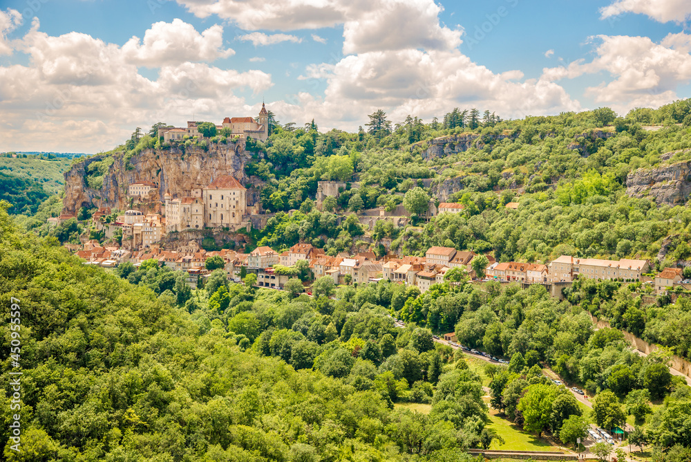 View at the small town Rocamadour in the Lot department in Southwestern France
