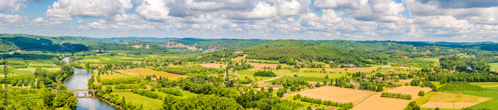 Panoramic view to the countryside from village Domme in France