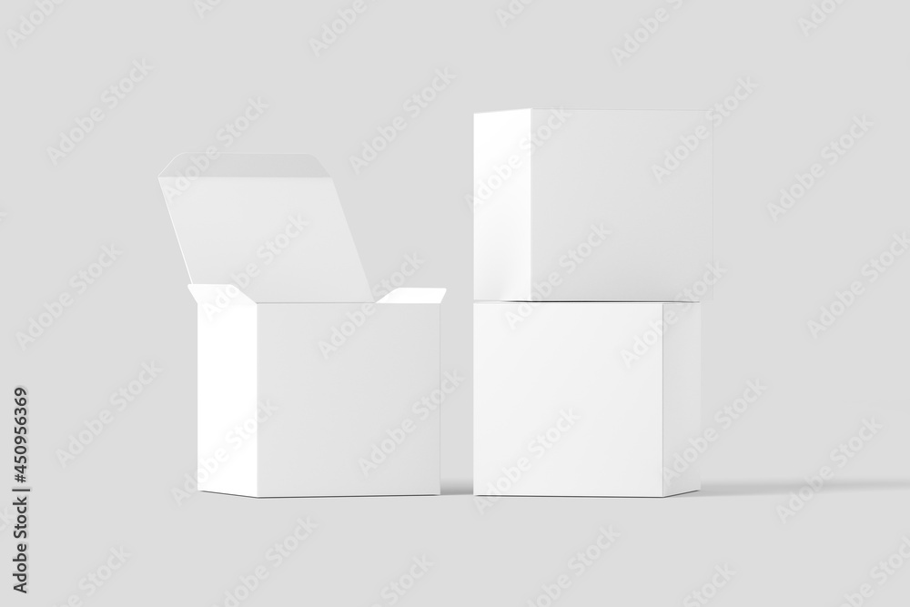 Square Box White Blank 3D Rendering Mockup Square Box White Blank 3D Rendering Mockup