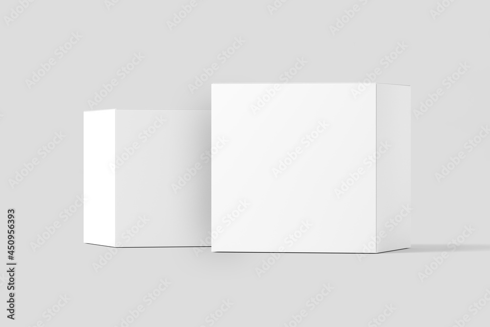 Fototapeta premium Square Box White Blank 3D Rendering Mockup