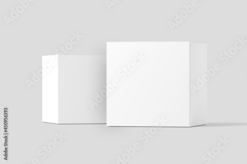 Square Box White Blank 3D Rendering Mockup