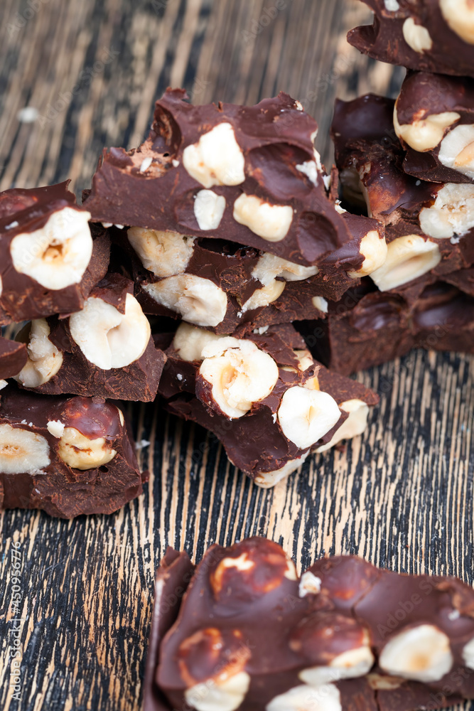 Fototapeta premium bitter chocolate with hazelnuts, homemade