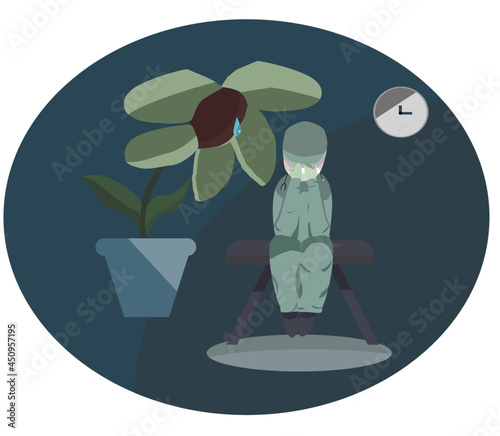 doctor feel depressed,mournful concept during Covid19 outbreak