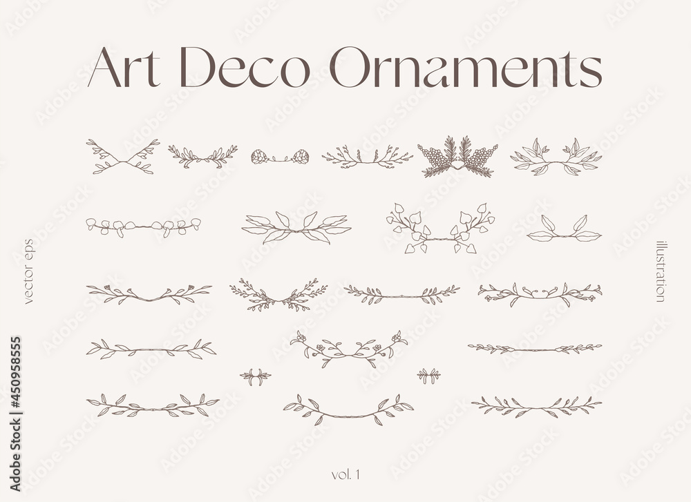 Set of floral elements decorative branches vector - obrazy, fototapety, plakaty 