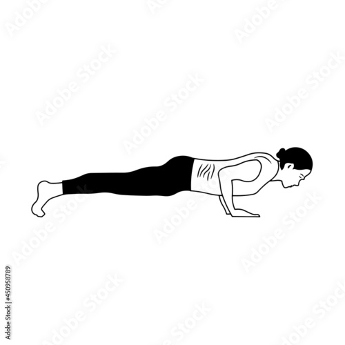Yoga - four-limbed staff pose - Chaturanga Dandasana - Outline