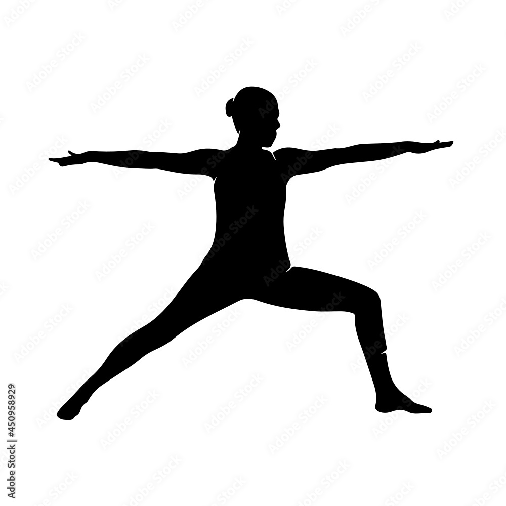 Yoga -Warrior II  - Virabhadrasana II - Silhouette 