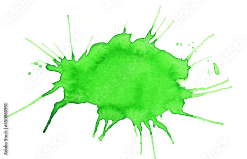 Abstract green watercolor splash isolated on white background. Hand drawn watercolor spot for logo or text © Oleksandr Blishch