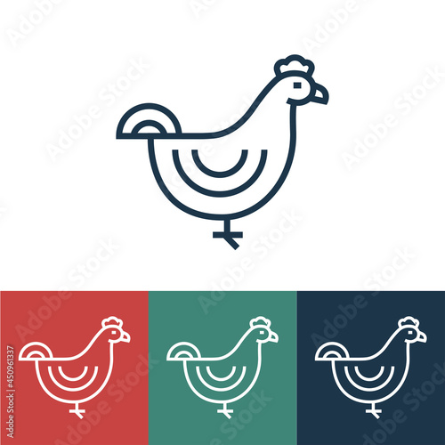 Linear vector icon with chicken