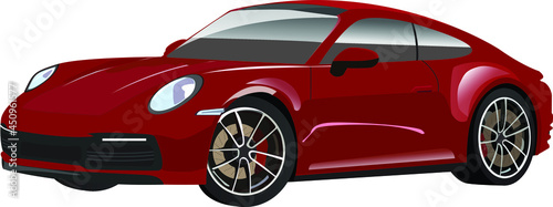 Red Sport Car with transparent Background Vector EPS 10
