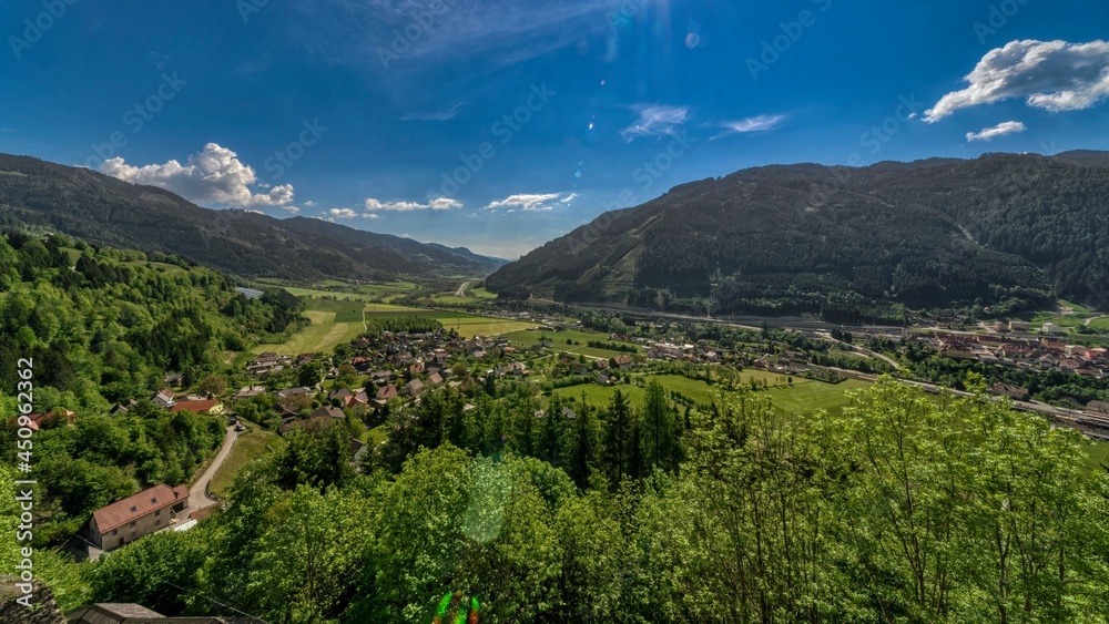 landscape with mountains and clouds near Unzmarkt