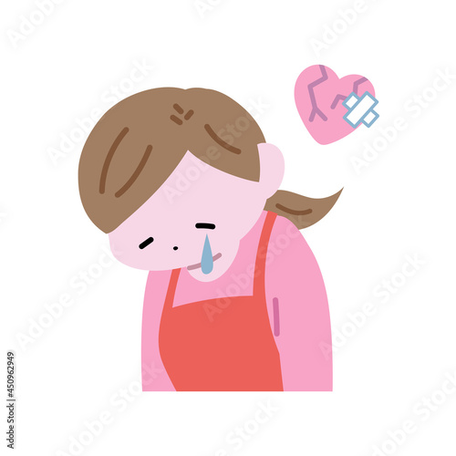 傷ついて涙する主婦