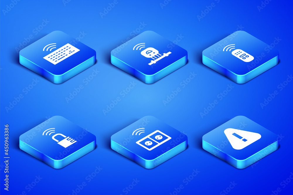 Set Exclamation mark in triangle, Wireless keyboard, Smart electrical outlet, safe combination lock, sensor and remote control icon. Vector Set Exclamation mark in triangle, Wireless keyboard, Smart electrical outlet, safe combination lock, sensor and remote control icon. Vector