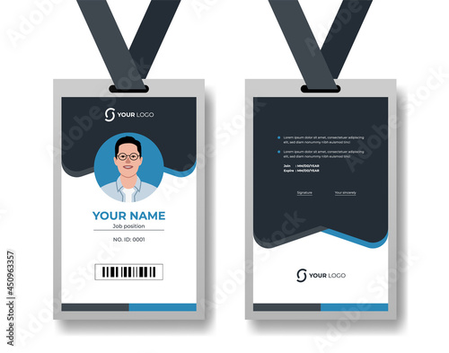 professional corporate id card template, clean id card design with realistic mockup
