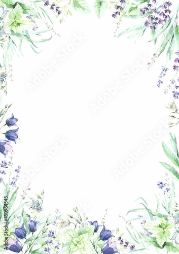 Wallpaper Mural watercolor flowers background frame Torontodigital.ca
