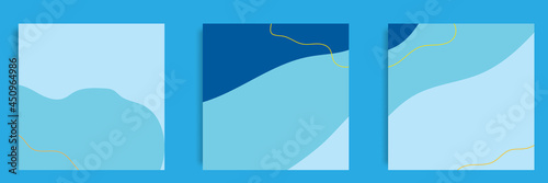 Set of abstract organic fluid background template and layout in square shape for multipurpose usage web and print, banner, cover in white yellow blue color