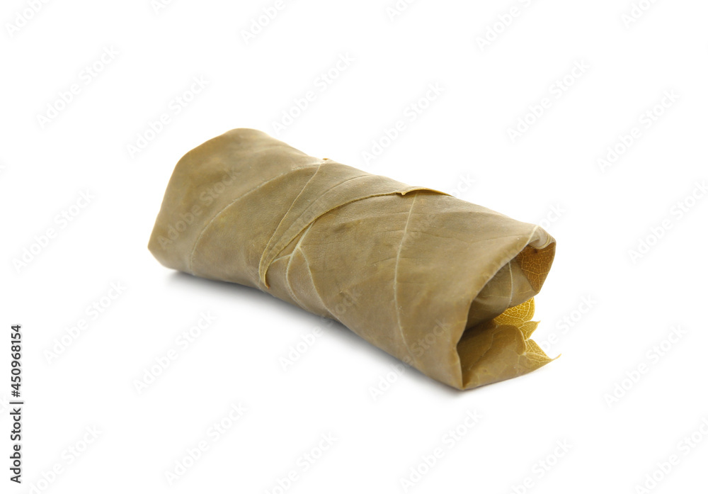 Delicious stuffed grape leaf on white background Delicious stuffed grape leaf on white background