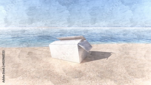 white cardbox at beach