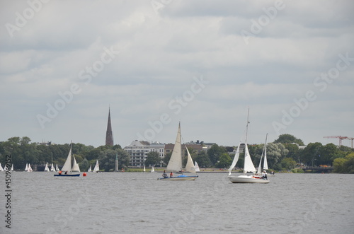sailing and rowing on Alster
