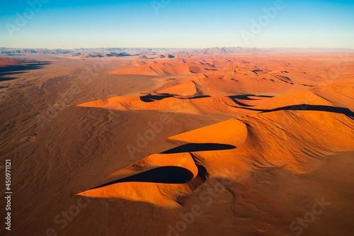 Desert natural scenery, landforms in arid areas. Desert scenery in Namibia, Africa.