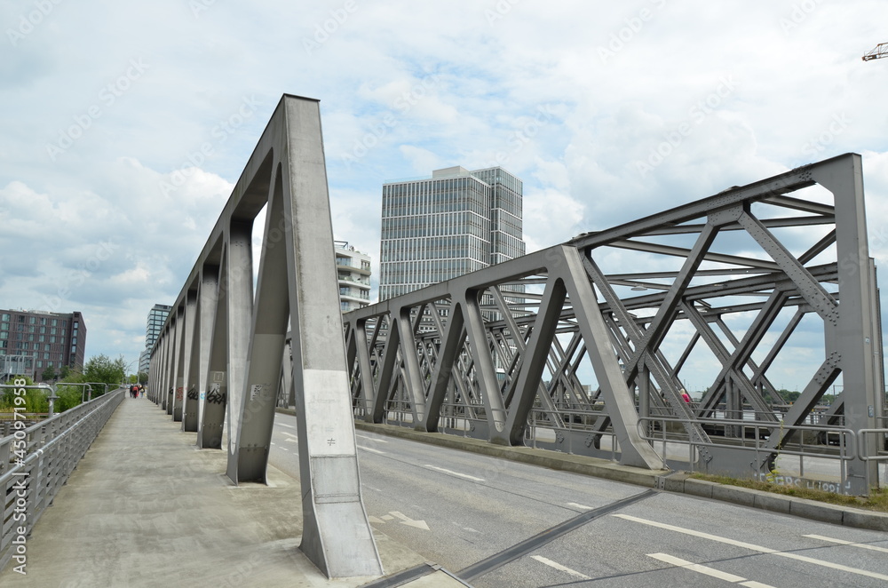 modern building and bridge in Hafencity