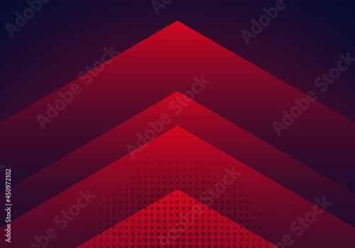 Modern abstract background red and blue gradient arrow shape overlapping layer with halftone effect