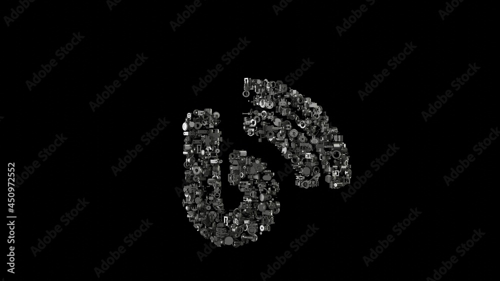 3d rendering mechanical parts in shape of symbol of blog isolated on black background 3d rendering mechanical parts in shape of symbol of blog isolated on black background