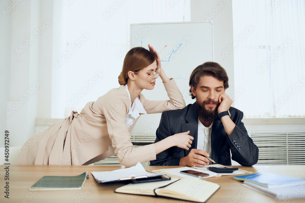 work colleagues office emotions work desk communication