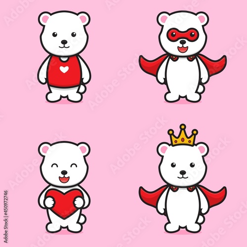 Fototapeta Naklejka Na Ścianę i Meble -  Set of cute bear mascot character cartoon vector icon illustration