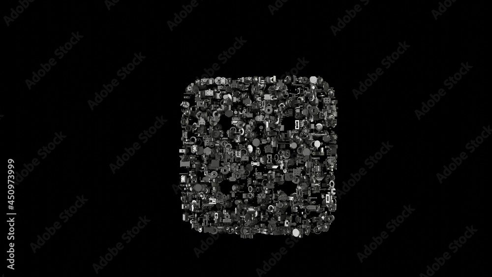 3d rendering mechanical parts in shape of symbol of dice four isolated on black background 3d rendering mechanical parts in shape of symbol of dice four isolated on black background