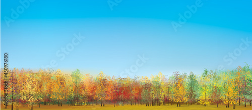 Vector autumnal forest background. Nature autumnal background. Autumnal forest.