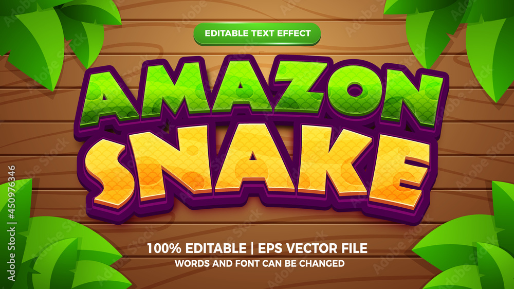 amazon snake editable text effect 3d cartoon style