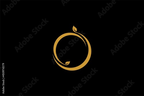Circle green leaf logo design. Bio natural abstract vector. Circle leaves icon symbols.