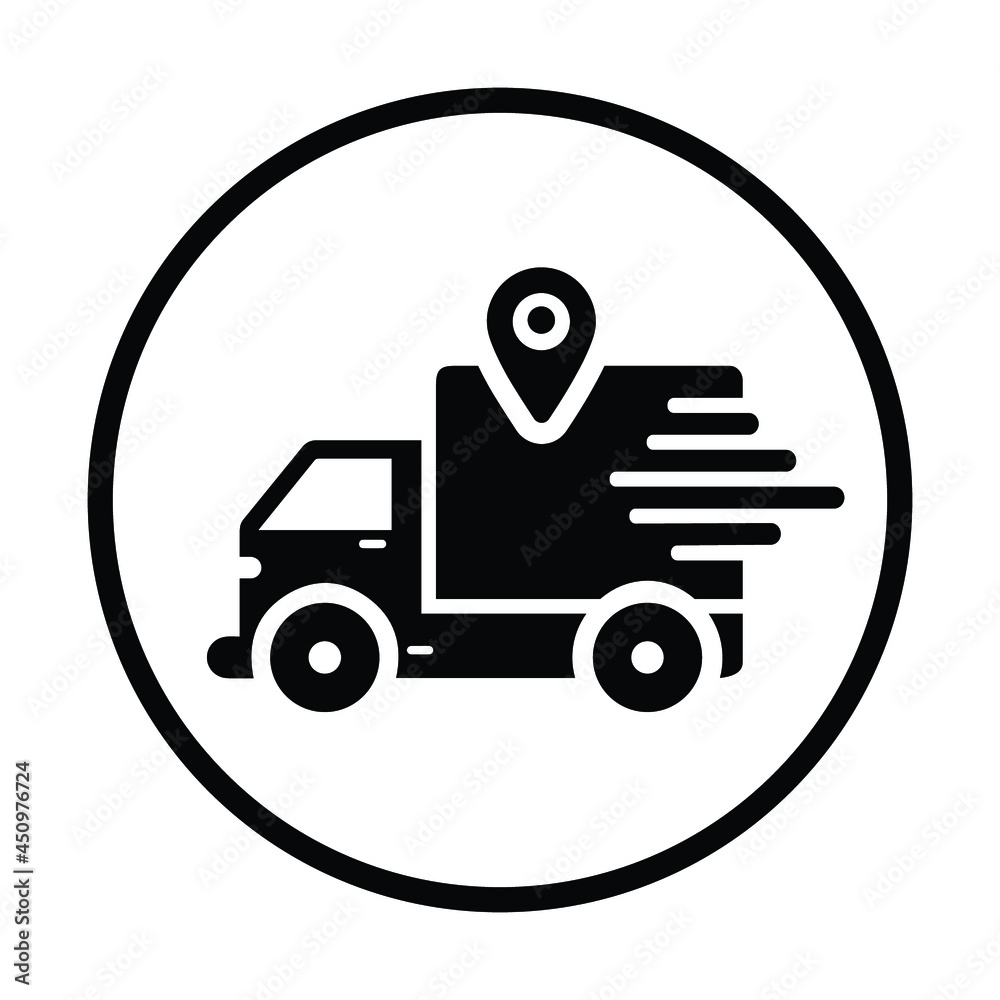 Truck, delivery icon. Black vector graphics. Truck, delivery icon. Black vector graphics.