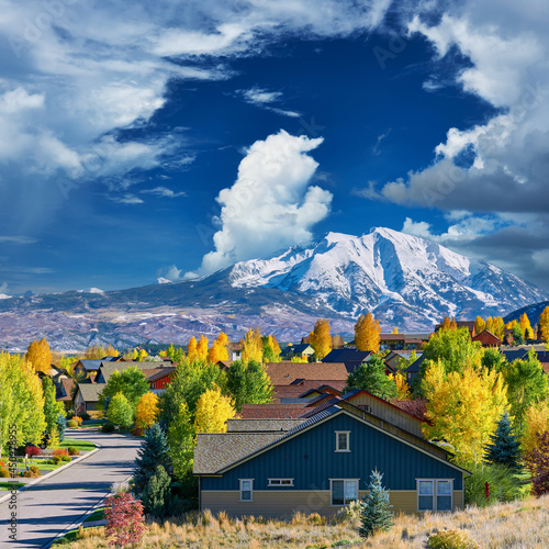 Residential neighborhood in Colorado at autumn