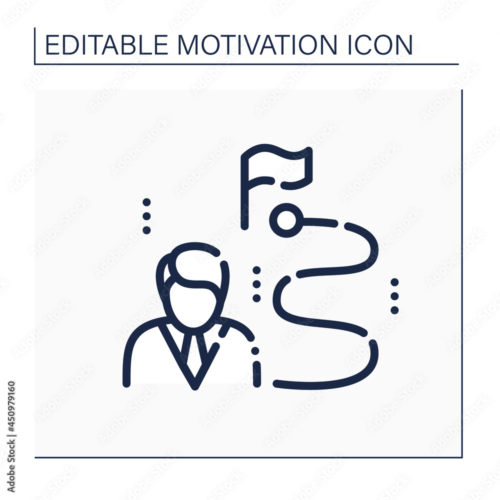 Way to success line icon. Achievement of desired visions and planned goals. Hard way to attain wealth, prosperity, fame. Motivation concept. Isolated vector illustration. Editable stroke Way to success line icon. Achievement of desired visions and planned goals. Hard way to attain wealth, prosperity, fame. Motivation concept. Isolated vector illustration. Editable stroke