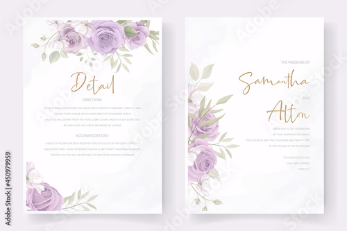 Elegant wedding card template with blooming rose ornament © CLton