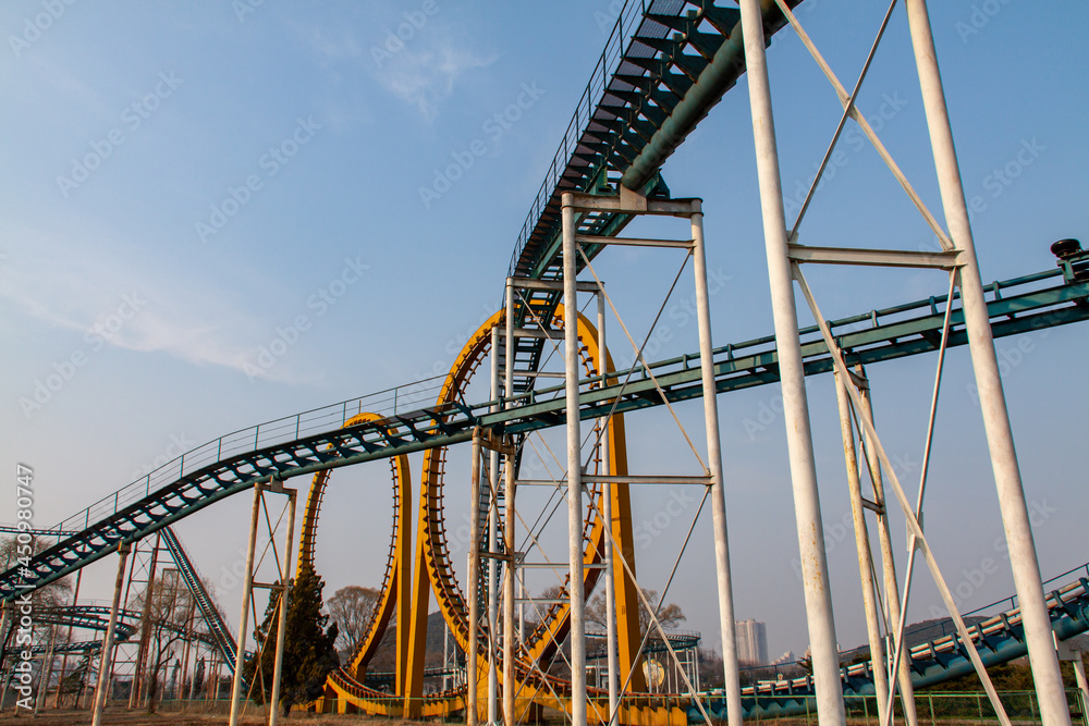 Roller coaster in the Mangyongdae Funfair, Pyongyang, North Korea