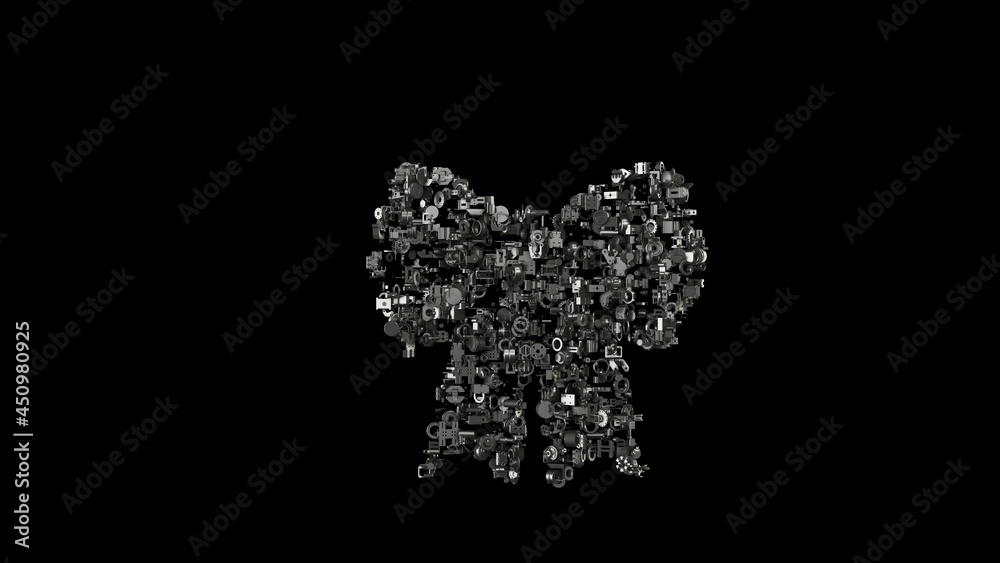 3d rendering mechanical parts in shape of symbol of bow isolated on black background 3d rendering mechanical parts in shape of symbol of bow isolated on black background