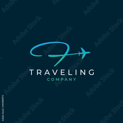 Initial Letter F Travel Logo Design