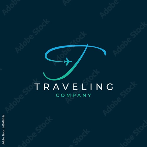 Initial Letter T Travel Logo Design