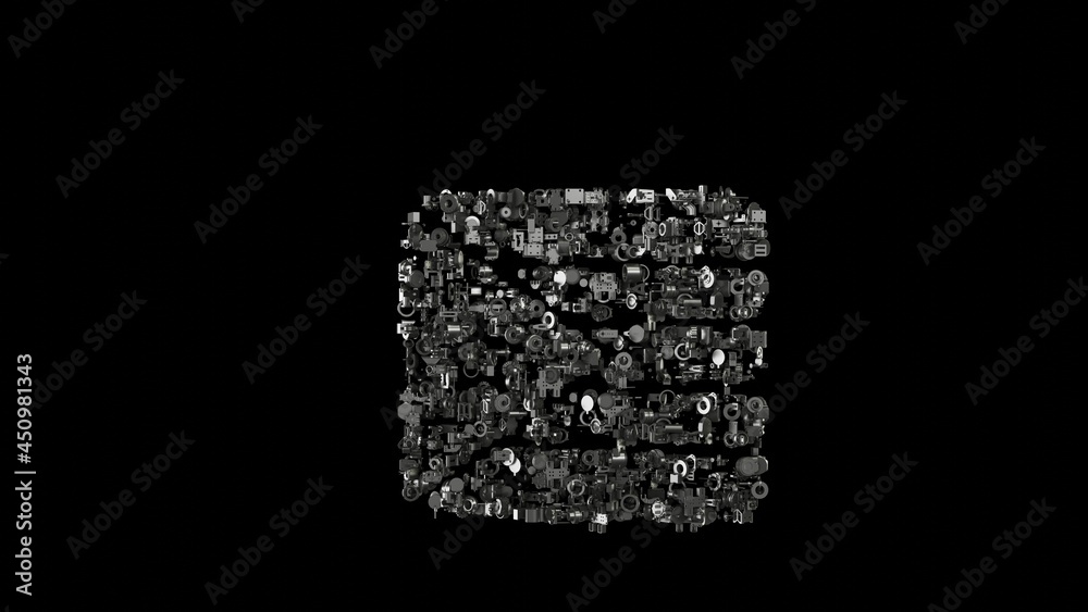3d rendering mechanical parts in shape of symbol of Cuba isolated on black background 3d rendering mechanical parts in shape of symbol of Cuba isolated on black background
