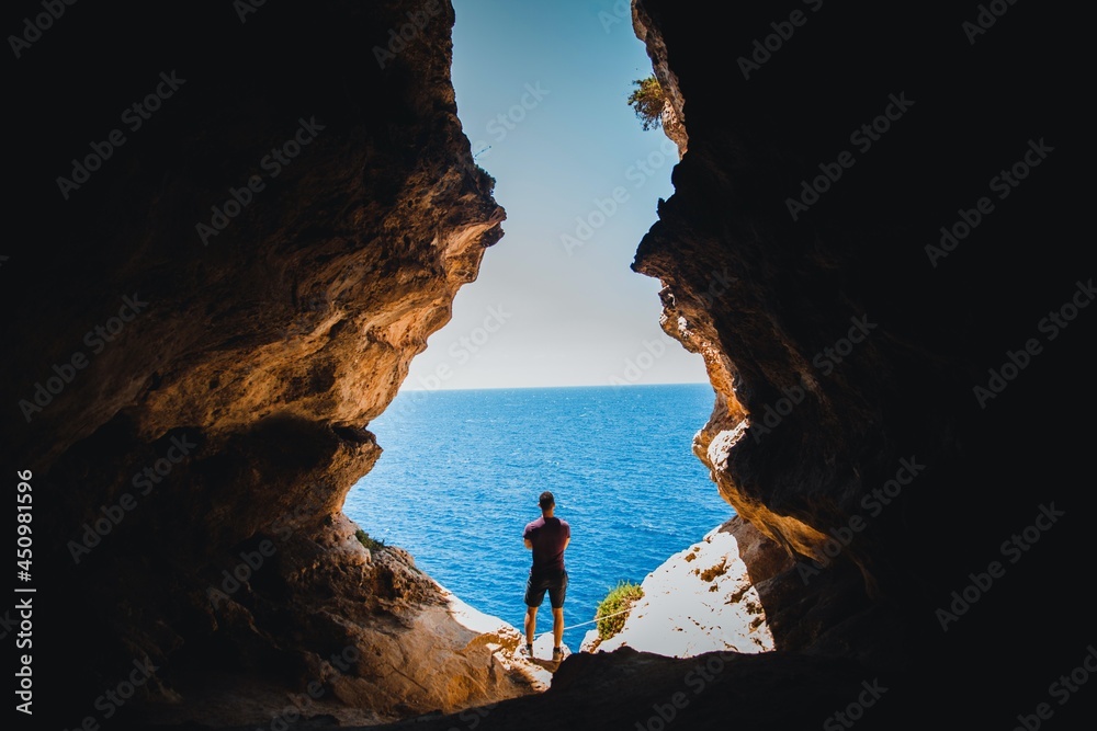 Fisherman's hidden cave in the country of Malta